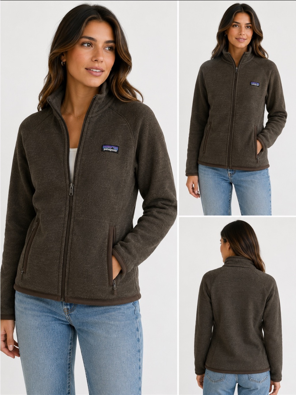Patagonia brown fleece bitters sweater zip up jacket size medium outdoor campin